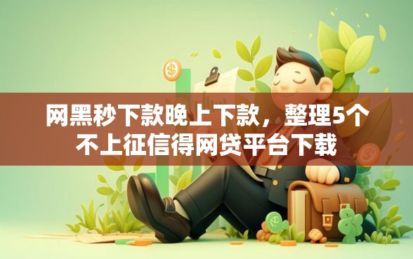 网黑秒下款晚上下款，整理5个不上征信得网贷平台下载