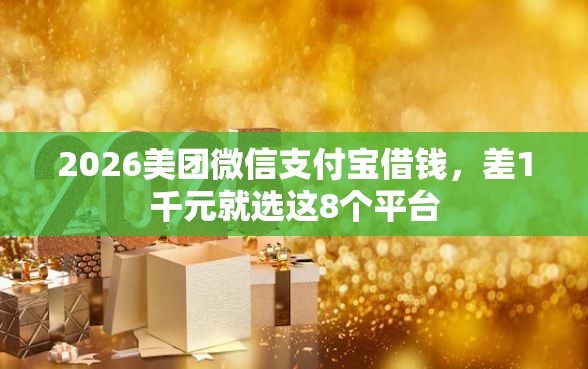 2026美团微信支付宝借钱，差1千元就选这8个平台