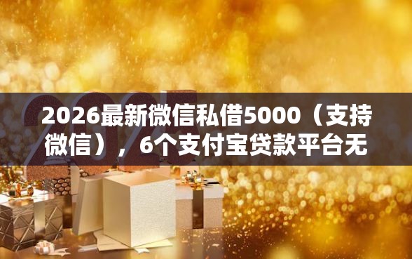 2026最新微信私借5000（支持微信），6个支付宝贷款平台无私分享