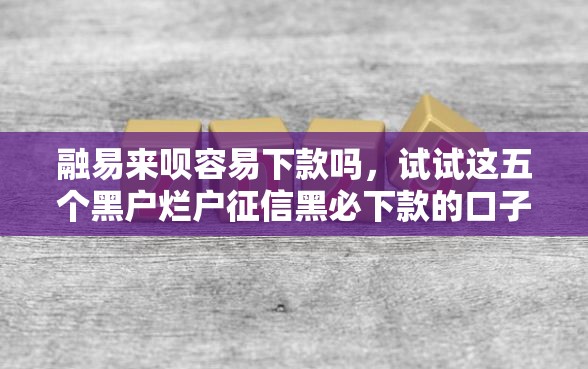 融易来呗容易下款吗，试试这五个黑户烂户征信黑必下款的口子