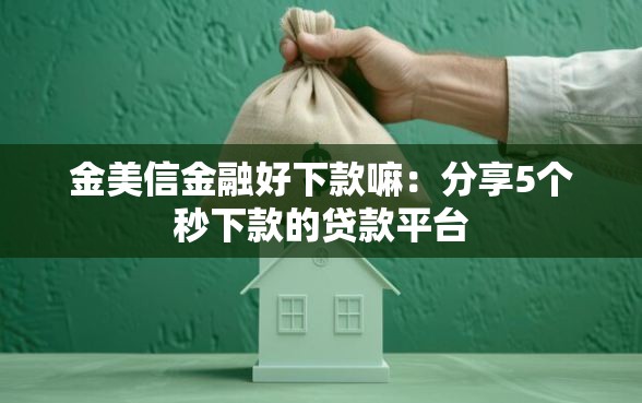 金美信金融好下款嘛：分享5个秒下款的贷款平台