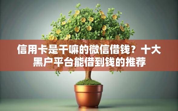 信用卡是干嘛的微信借钱？十大黑户平台能借到钱的推荐