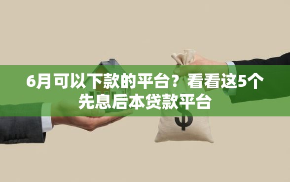 6月可以下款的平台？看看这5个先息后本贷款平台