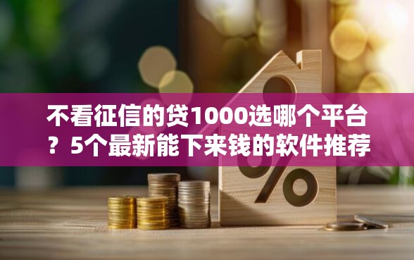 不看征信的贷1000选哪个平台？5个最新能下来钱的软件推荐