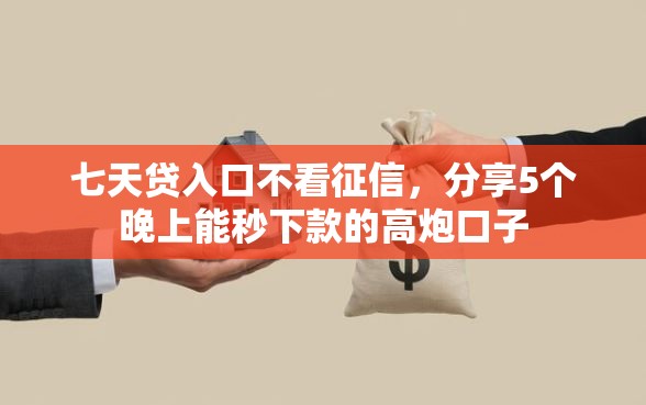 七天贷入口不看征信，分享5个晚上能秒下款的高炮口子