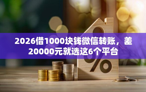 2026借1000块钱微信转账，差20000元就选这6个平台