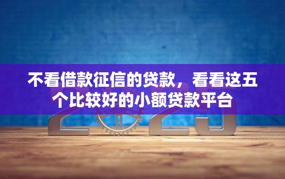 不看借款征信的贷款，看看这五个比较好的小额贷款平台
