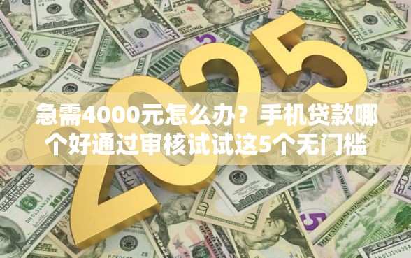 急需4000元怎么办？手机贷款哪个好通过审核试试这5个无门槛平台