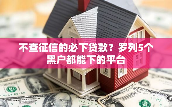 不查征信的必下贷款？罗列5个黑户都能下的平台