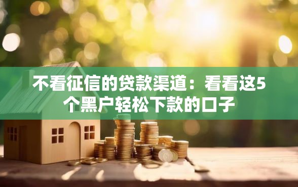 不看征信的贷款渠道：看看这5个黑户轻松下款的口子