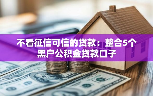 不看征信可信的贷款：整合5个黑户公积金贷款口子