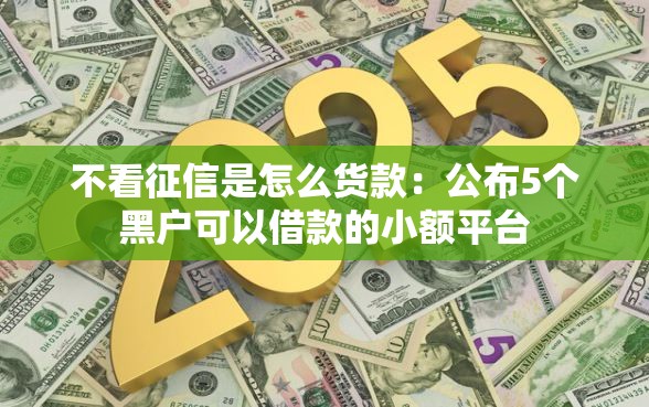 不看征信是怎么货款：公布5个黑户可以借款的小额平台