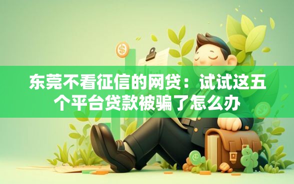 东莞不看征信的网贷：试试这五个平台贷款被骗了怎么办