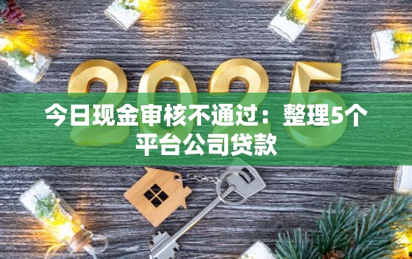 今日现金审核不通过：整理5个平台公司贷款