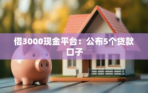 借3000现金平台：公布5个贷款口子