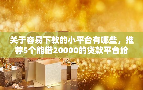 关于容易下款的小平台有哪些，推荐5个能借20000的贷款平台给你