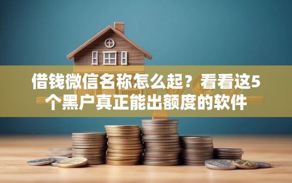 借钱微信名称怎么起？看看这5个黑户真正能出额度的软件