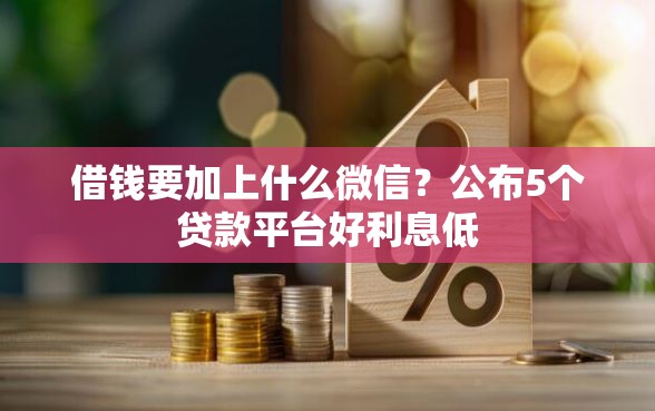借钱要加上什么微信？公布5个贷款平台好利息低