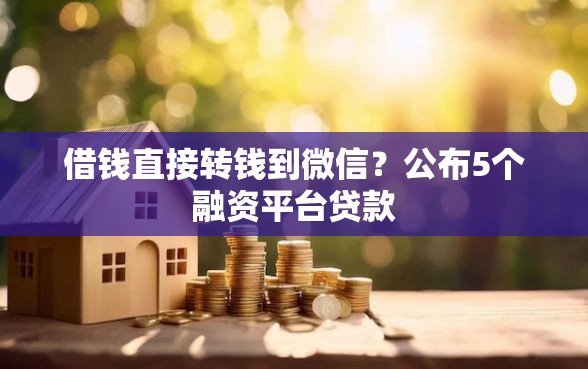 借钱直接转钱到微信？公布5个融资平台贷款