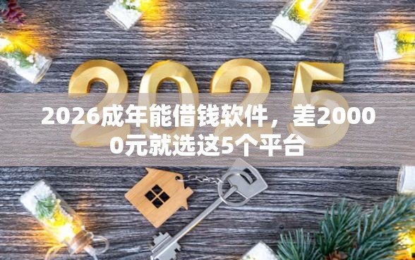 2026成年能借钱软件，差20000元就选这5个平台