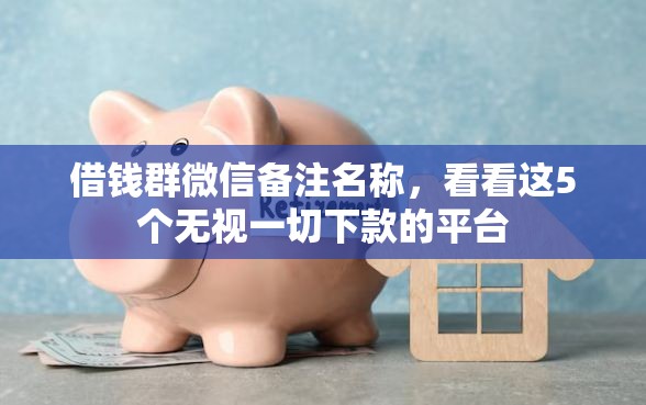 借钱群微信备注名称，看看这5个无视一切下款的平台