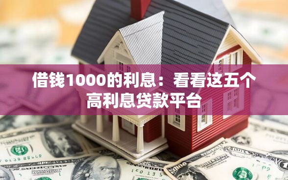 借钱1000的利息：看看这五个高利息贷款平台