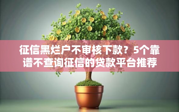 征信黑烂户不审核下款？5个靠谱不查询征信的贷款平台推荐