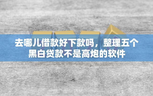 去哪儿借款好下款吗，整理五个黑白贷款不是高炮的软件