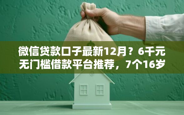 微信贷款口子最新12月？6千元无门槛借款平台推荐，7个16岁小额贷款平台盘点