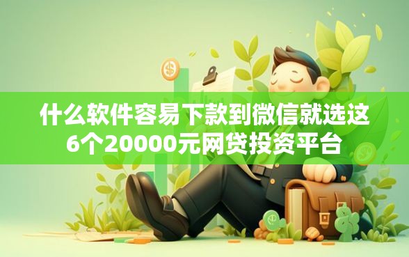 什么软件容易下款到微信就选这6个20000元网贷投资平台