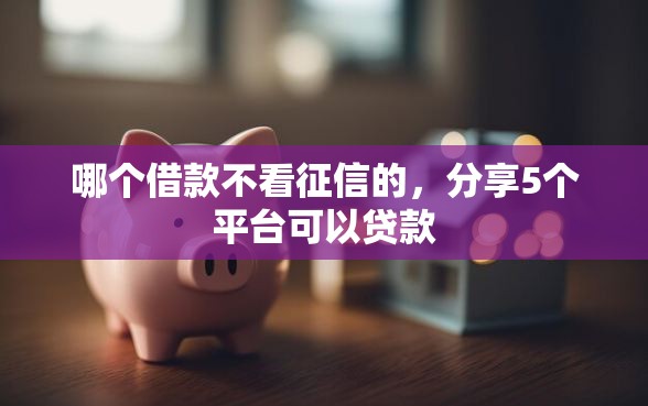 哪个借款不看征信的，分享5个平台可以贷款