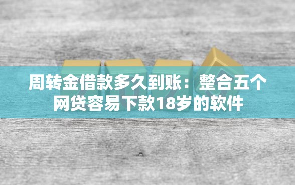 周转金借款多久到账：整合五个网贷容易下款18岁的软件