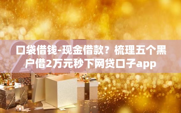 口袋借钱-现金借款？梳理五个黑户借2万元秒下网贷口子app