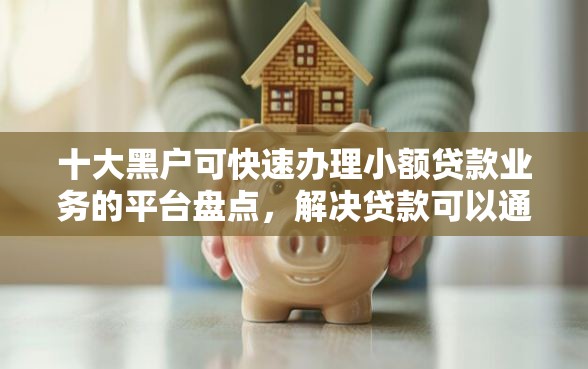 十大黑户可快速办理小额贷款业务的平台盘点，解决贷款可以通过哪些渠道的问题