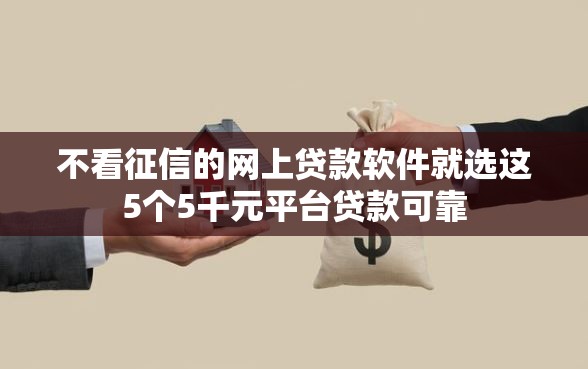 不看征信的网上贷款软件就选这5个5千元平台贷款可靠