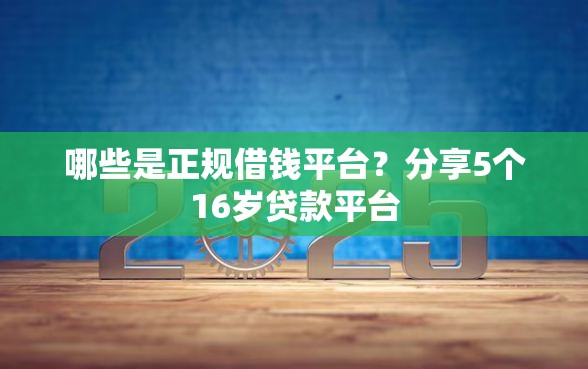 哪些是正规借钱平台？分享5个16岁贷款平台