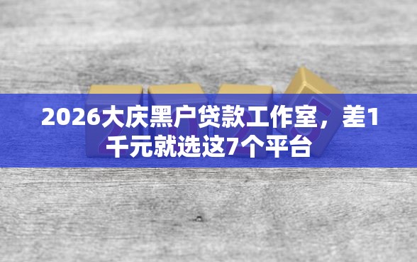 2026大庆黑户贷款工作室，差1千元就选这7个平台