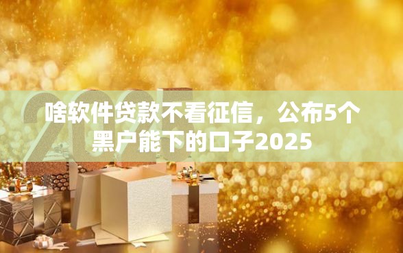 啥软件贷款不看征信，公布5个黑户能下的口子2025