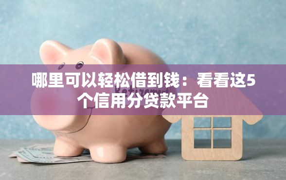 哪里可以轻松借到钱：看看这5个信用分贷款平台
