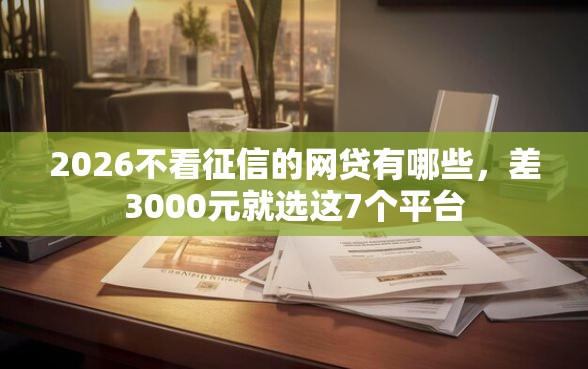 2026不看征信的网贷有哪些，差3000元就选这7个平台