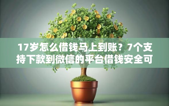 17岁怎么借钱马上到账？7个支持下款到微信的平台借钱安全可靠