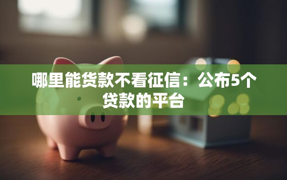 哪里能货款不看征信：公布5个贷款的平台