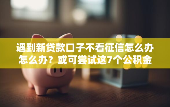 遇到新贷款口子不看征信怎么办怎么办？或可尝试这7个公积金快速贷款平台