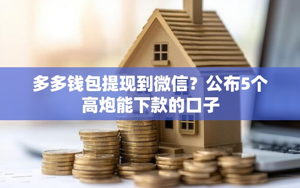 多多钱包提现到微信？公布5个高炮能下款的口子