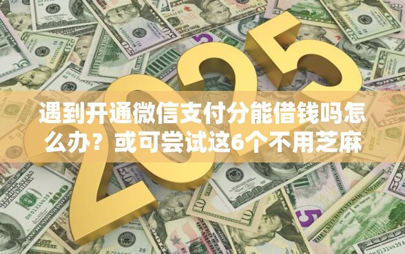 遇到开通微信支付分能借钱吗怎么办？或可尝试这6个不用芝麻分能借的平台