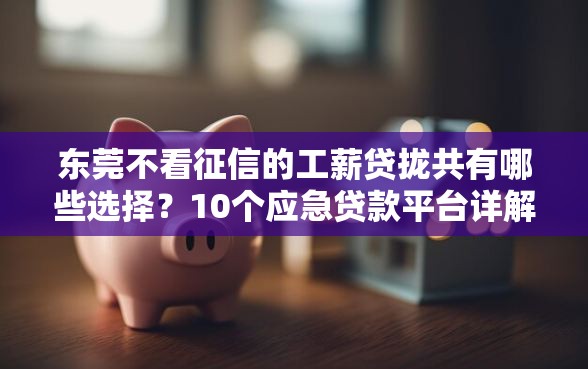 东莞不看征信的工薪贷拢共有哪些选择？10个应急贷款平台详解