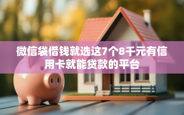 微信袋借钱就选这7个8千元有信用卡就能贷款的平台