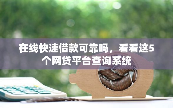 在线快速借款可靠吗,看看这5个网贷平台查询系统 在线快速借款可靠吗,看看这5个网贷平台查询系统