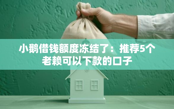 小鹅借钱额度冻结了：推荐5个老赖可以下款的口子