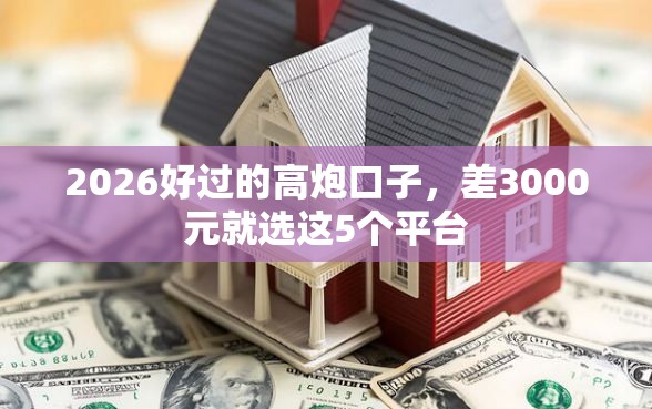 2026好过的高炮口子，差3000元就选这5个平台
